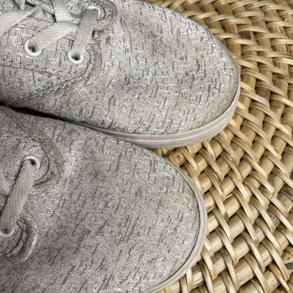 Vans Girls 2 Heathered Gray Silver Missy Sneakers Skater Metallic Fabric Lace Up